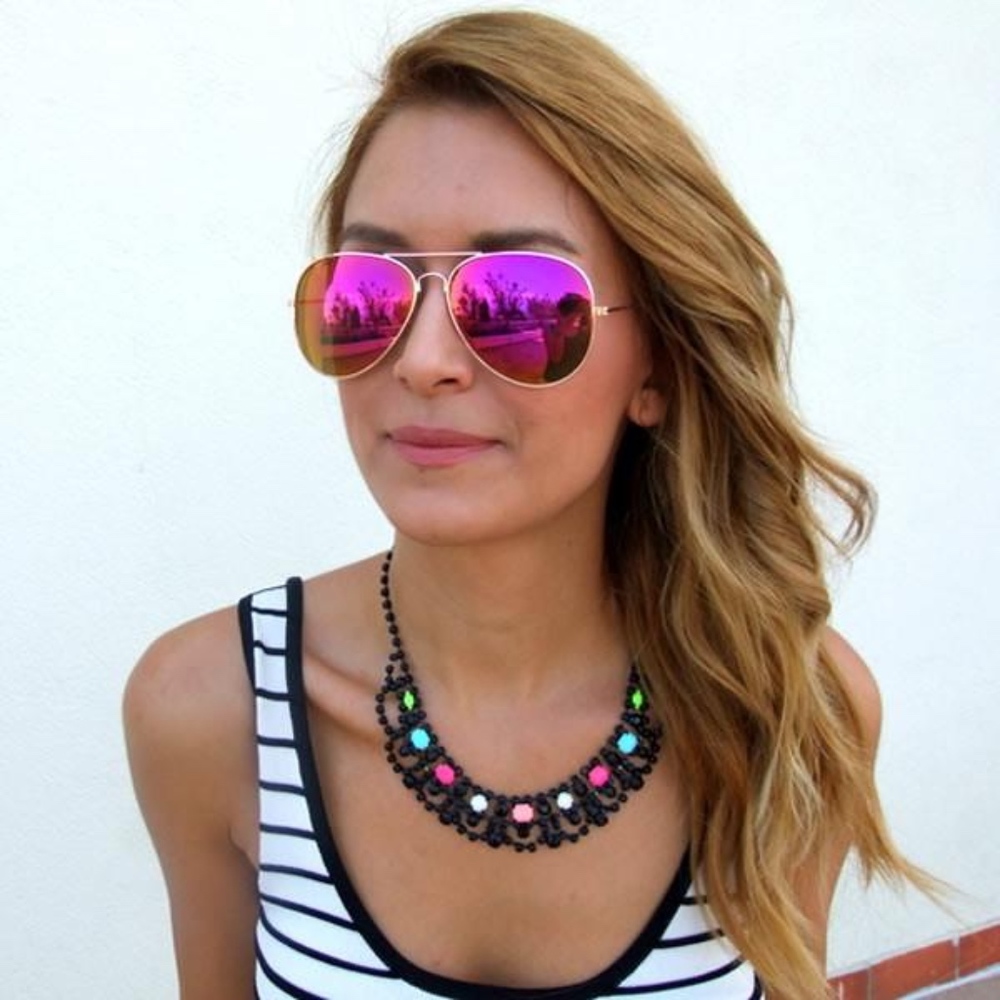Aviator Reflective Gold Frame Purple Sunglas